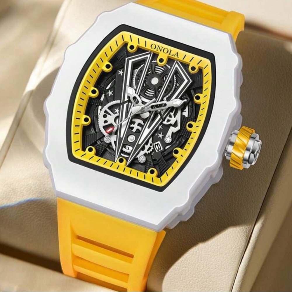 Men Quartz Wristwatch Luminous Dial Silicone Strap 30M Waterproof Sports Watches
